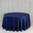 Navy blue round tablecloth with elegant draping