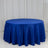 Round blue tablecloth draped elegantly over a table