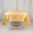 Yellow satin tablecloth on a folding table.