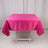 Pink satin tablecloth on a white table against a neutral background.