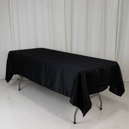 Lamour Satin Rectangle Tablecloth 60"x102" Black - Soft and Wrinkle Resistant Table Cover for Weddings & Parties