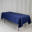 Navy blue tablecloth draped over a rectangular table.