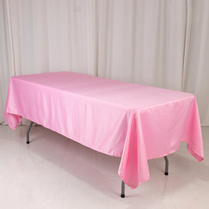 Lamour Satin Rectangle Tablecloth 60"x102" Pink - Wrinkle Resistant Table Cover