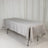 Sleek gray tablecloth draped over a rectangular table.