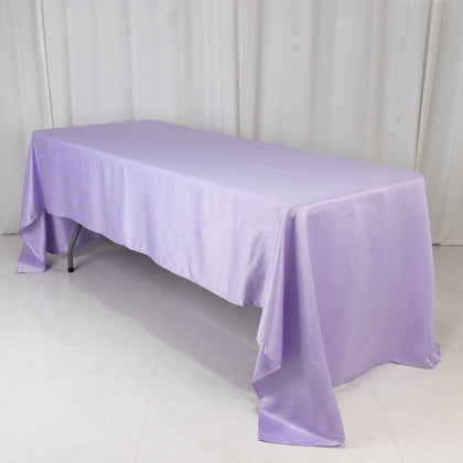 Lamour Satin Rectangle Tablecloth 60"x126" Lavender Lilac - Fade & Wrinkle-Resistant Table Cover