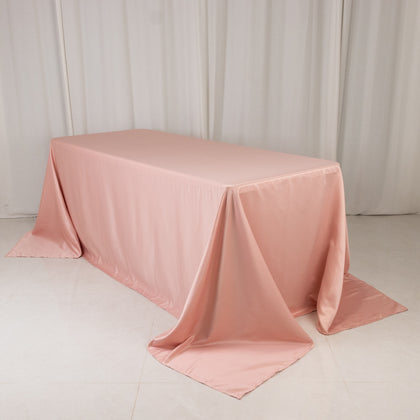 Lamour Satin Rectangle Tablecloth 90"x132" Dusty Rose - Seamless Table Cover