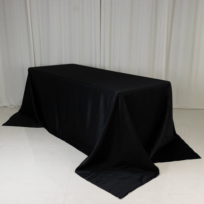 Lamour Satin Rectangle Tablecloth 90"x132" Black - Exquisite Seamless Table Cover for Upscale Events