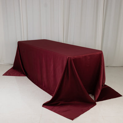 Lamour Satin Rectangle Tablecloth 90"x132" Burgundy - Seamless Table Cover