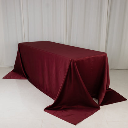 Lamour Satin Rectangle Tablecloth 90"x132" Burgundy - Seamless Table Cover