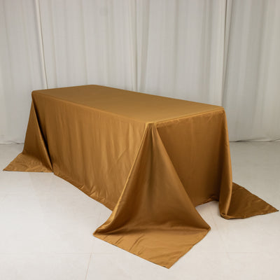 Brown satin tablecloth draped elegantly over a table.