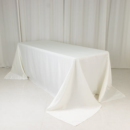 Lamour Satin Rectangle Tablecloth 90"x132" Ivory - Seamless Table Cover