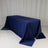 Navy tablecloth draped elegantly over a rectangular table
