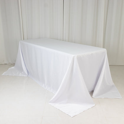 Lamour Satin Rectangle Tablecloth 90"x132" White - Exquisite Seamless Table Cover for Upscale Events