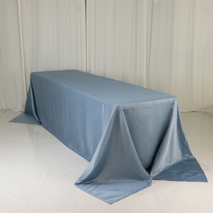 Lamour Satin Rectangle Tablecloth 90"x156" Dusty Blue - Soft Sheen Seamless Table Cover