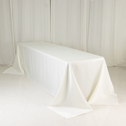 Lamour Satin Rectangle Tablecloth 90"x156" Ivory - Soft Sheen Seamless Table Cover