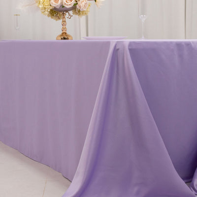 Lavender tablecloth draping elegantly over a table
