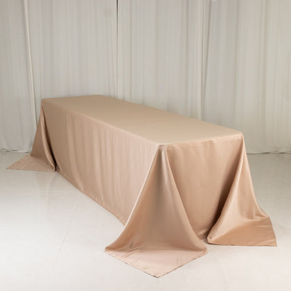 Lamour Satin Rectangle Tablecloth 90"x156" Nude - Soft Sheen Seamless Table Cover