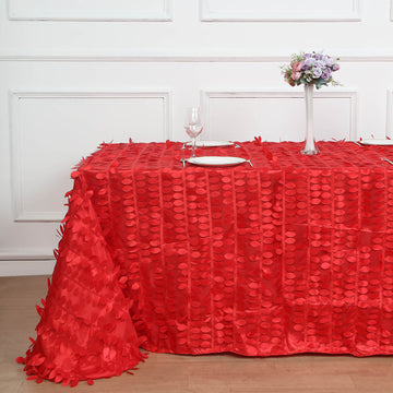 Create a Magical Atmosphere with the Red 3D Leaf Petal Taffeta Fabric Tablecloth