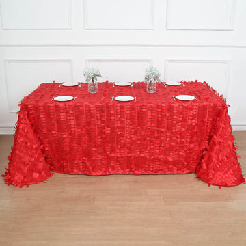 Gift the Red 3D Leaf Petal Taffeta Fabric Tablecloth - Perfect for Nature Lovers