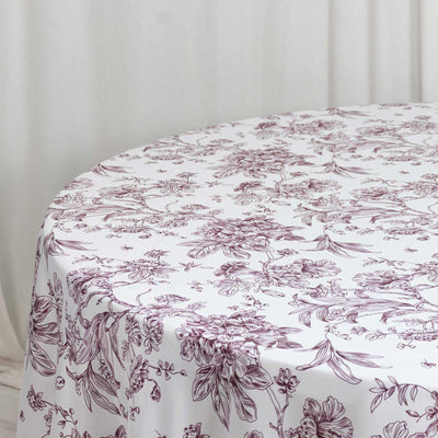 Floral fitted bed sheet with burgundy botanical print on white background