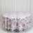Round tablecloth with mauve floral print on white background