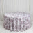 Round floral tablecloth in white and mauve with draped skirt design