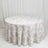 Round floral tablecloth in soft beige and white, elegant dining table cover