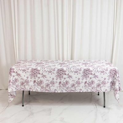 Floral tablecloth on rectangular table in elegant neutral room