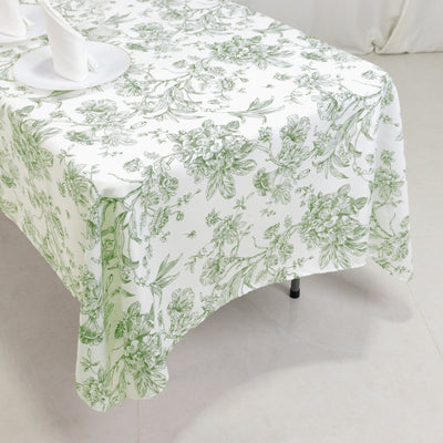 Floral patterned tablecloth on a dining table