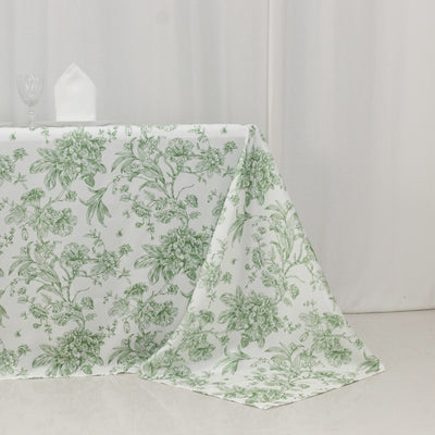 Floral-patterned tablecloth draped elegantly on a table