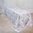 Floral tablecloth in lavender and white on a dining table