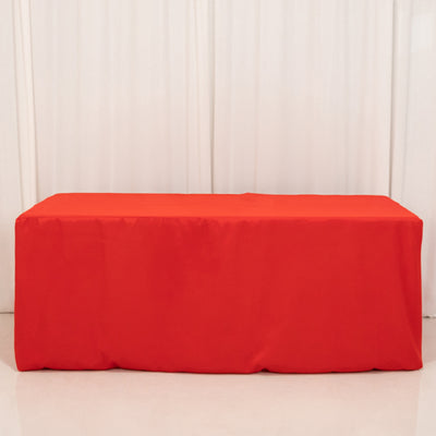 Red table cover on a plain background.