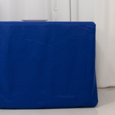 Blue table cover for events and gatherings.