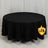 Black round tablecloth on a table with a neutral backdrop.