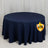 Navy round tablecloth with pleated design and logo