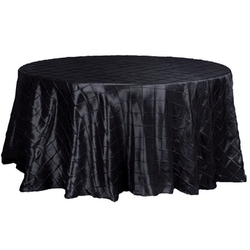 Black Pintuck Round Seamless Tablecloth 120