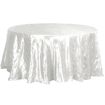 Elegant Ivory Pintuck Round Seamless Tablecloth 120