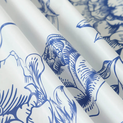 Blue floral patterned fabric with intricate detailing. #whtbkgd 