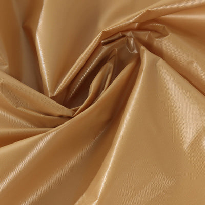 Textured gold fabric with a shiny finish, showcasing intricate folds and drapes.