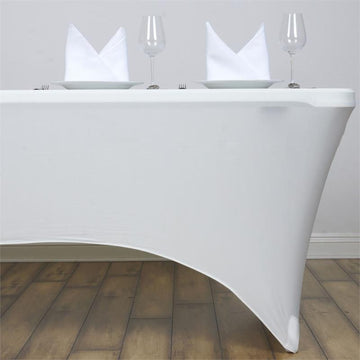 Elegant Ivory Rectangular Stretch Spandex Tablecloth 4ft