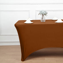 6ft Cinnamon Brown Spandex Stretch Fitted Rectangular Tablecloth