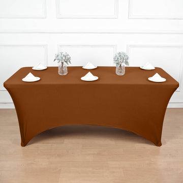 Cinnamon Brown Spandex Stretch Fitted Rectangular Tablecloth 6ft