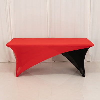 Red and black modern console table with a unique design