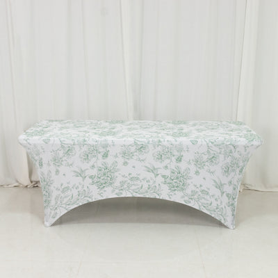 Floral print table cover on a table in a studio setting