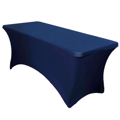 Navy blue fitted table cover for events and displays