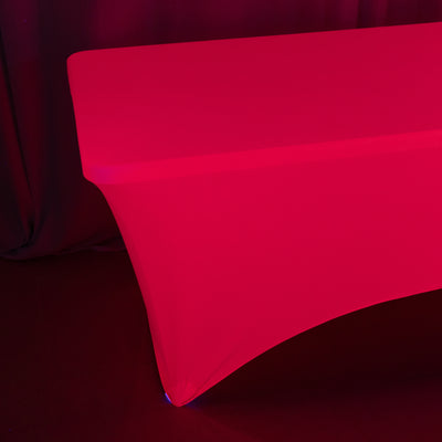 Red table cover with a sleek design for events and parties.