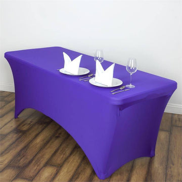 Purple Rectangular Stretch Spandex Tablecloth 6ft