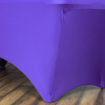 Unleash Elegance with Purple Rectangular Stretch Spandex Tablecloth
