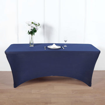 Navy Blue Rectangular Stretch Spandex Tablecloth 8ft