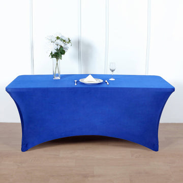 Add Elegance to Your Event with the Royal Blue Rectangular Stretch Spandex Tablecloth